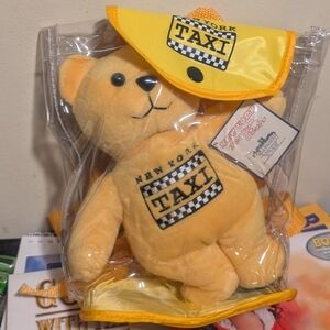 NY New York Teddy Yellow Checker Taxi Bear Plush Tags Mini Backpack 2001 Vintage